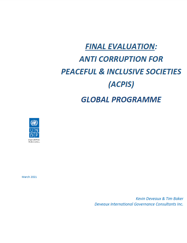 Final Evaluation: Anti Corruption For Peaceful & Inclusive Societies (ACPIS)